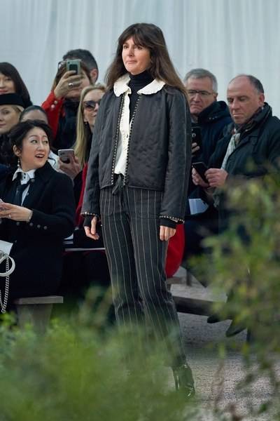 Chanels new Artistic Director, Virginie Viard, greets the audience after her Spring/Summer 2020 presentation at the Grand Palais in Paris
© GoRunway.com