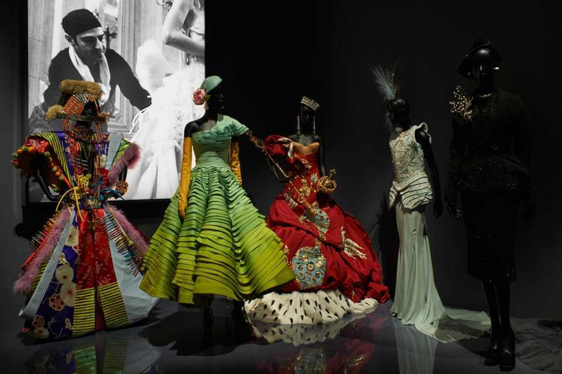 The Designers for Dior section of the new V&A exhibition, Christian Dior: Designer of Dreams. The installation here shows designs from John Gallianos tenure at the maison. Credit: ADRIEN DIRAND