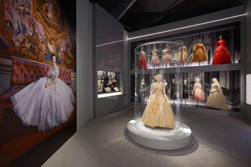 The Dior in Britain section of the V&A exhibition, Christian Dior: Designer of Dreams. On the left is the Cecil Beaton portrait of Princess Margaret on her 21st birthday in 1951, and the actual dress she wore for the occasion is displayed in the centre of the room
ADRIEN DIRAND. Credit: ADRIEN DIRAND