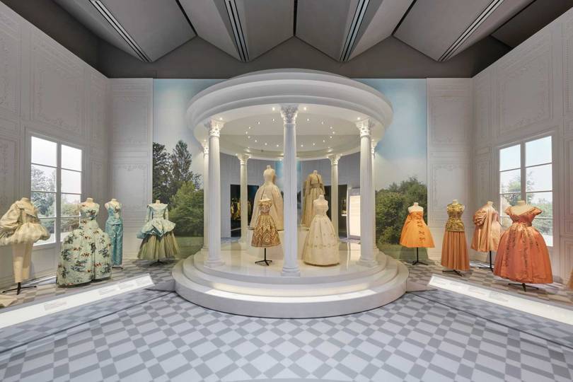 The Historicism section of the V&As new exhibition, Christian Dior: Designer of Dreams. Credit: ADRIEN DIRAND