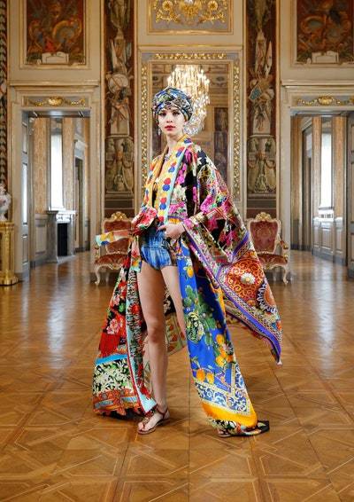 The Dolce & Gabbana Summer 2020 Alta Moda collection features hand-painted silks