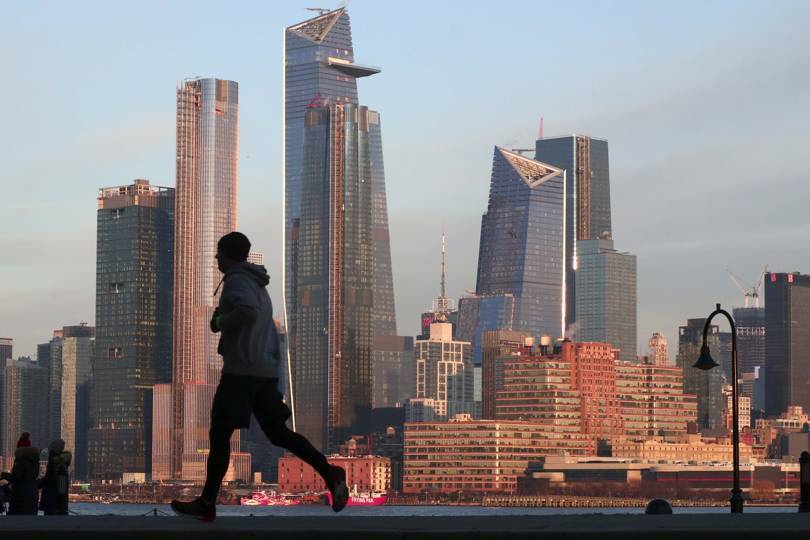 Hudson Yards at sunset in New York City as seen from Hoboken, New Jersey. Credit: Getty Images