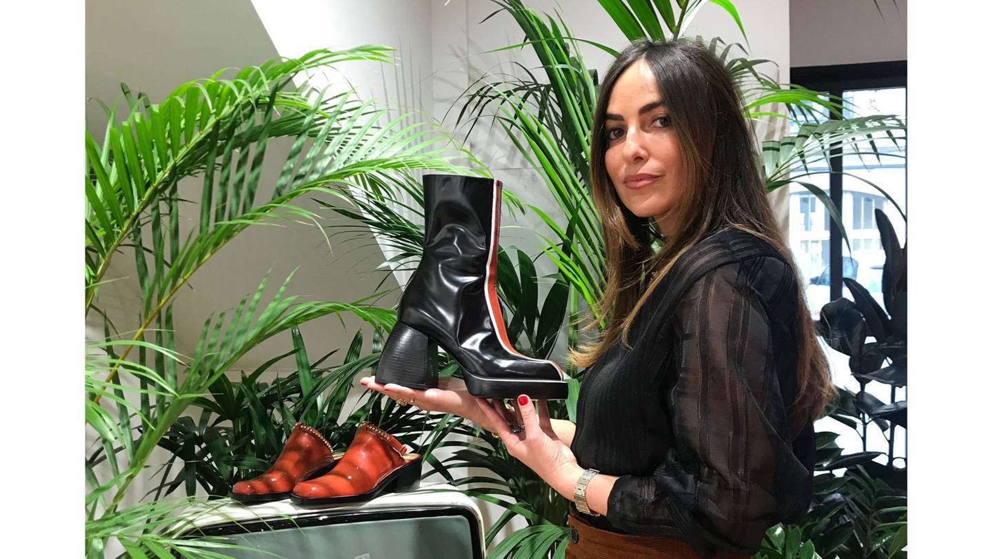 Julia Toledano with her debut Autumn/Winter collection for Nodaleto, her new brand of luxury shoes. Credit: NATASHA COWAN