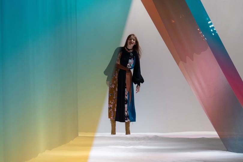 Designer Roksanda Ilincic at the end of her AW19 show. Credit: GETTY IMAGES