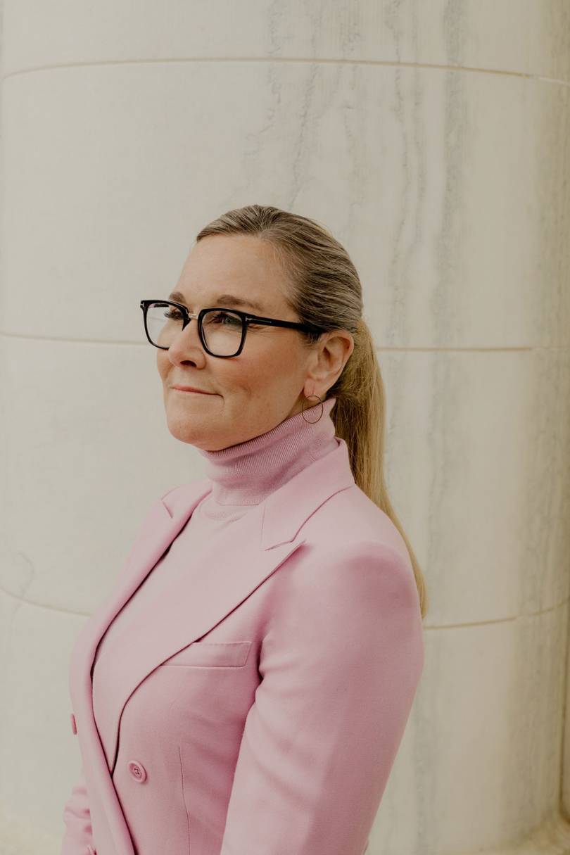 Angela Ahrendts, Senior Vice President of Retail at Apple, at the former Carnegie Library in Washington, DC which is being transformed into an Apple store. Credit: AMY HARRITY