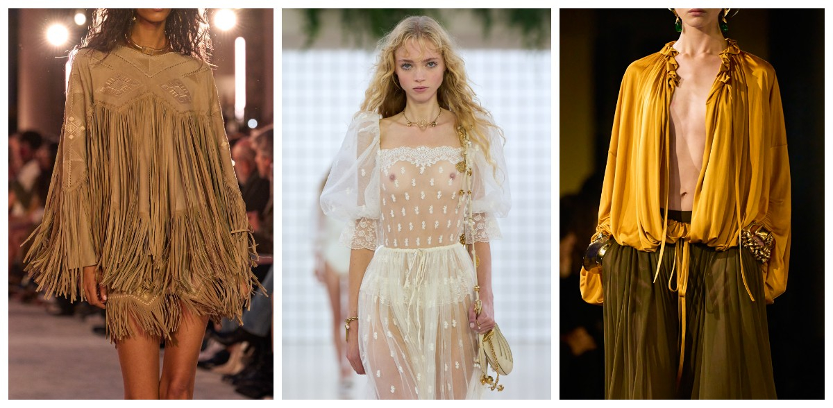 Bluzki boho Isabel Marant, Chloe, Saint Laurent (Fot. Spotlight. Launchmetrics )
