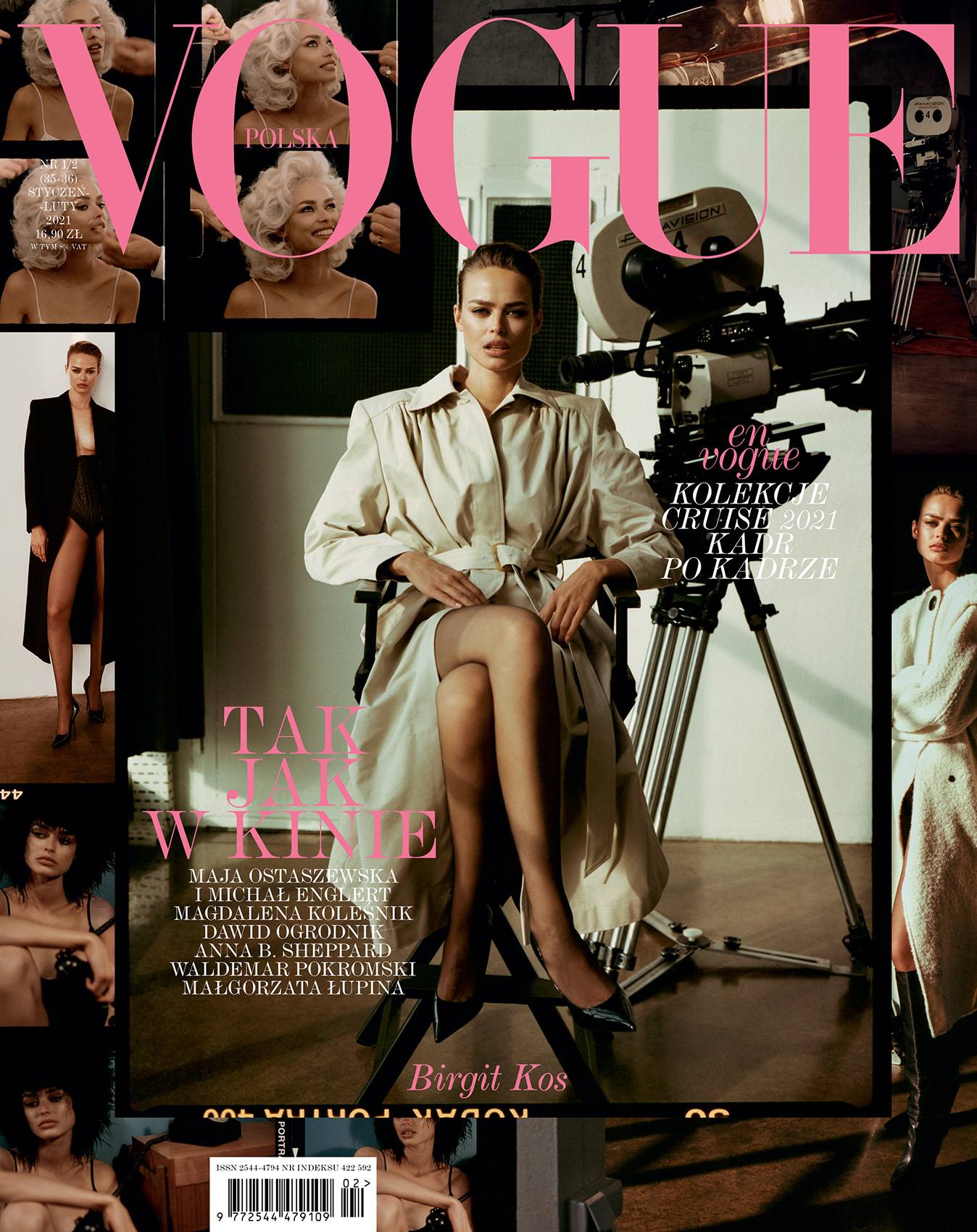 Birgit Kos na okładce Vogue Polska, styczeń-luty 2021 (Fot. Sonia Szóstak)