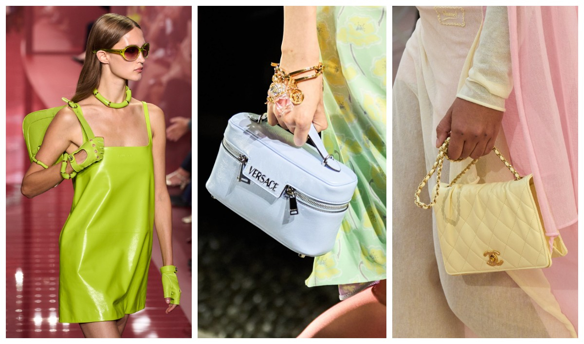 Kolorowe torebki Gucci, Versace, Chanel / (Fot. Spotlight. Launchmetrics )