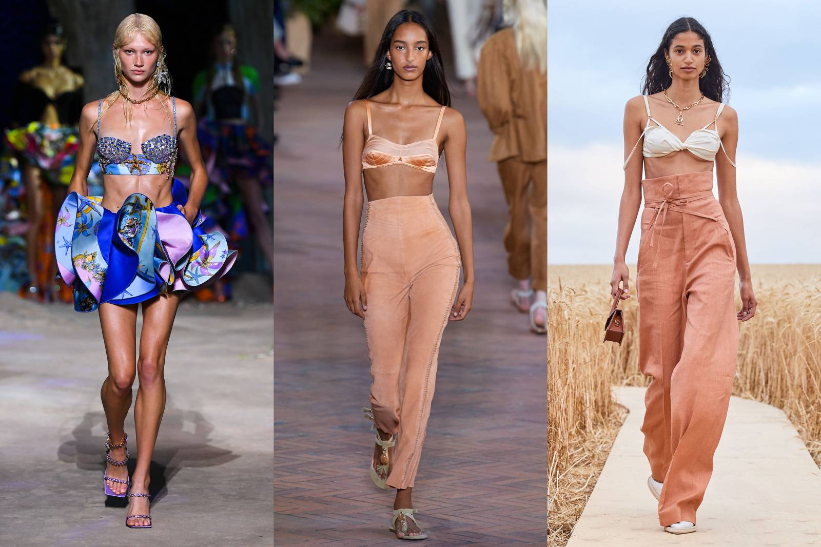 Od lewej: Versace, Alberta Ferretti, Jacquemus