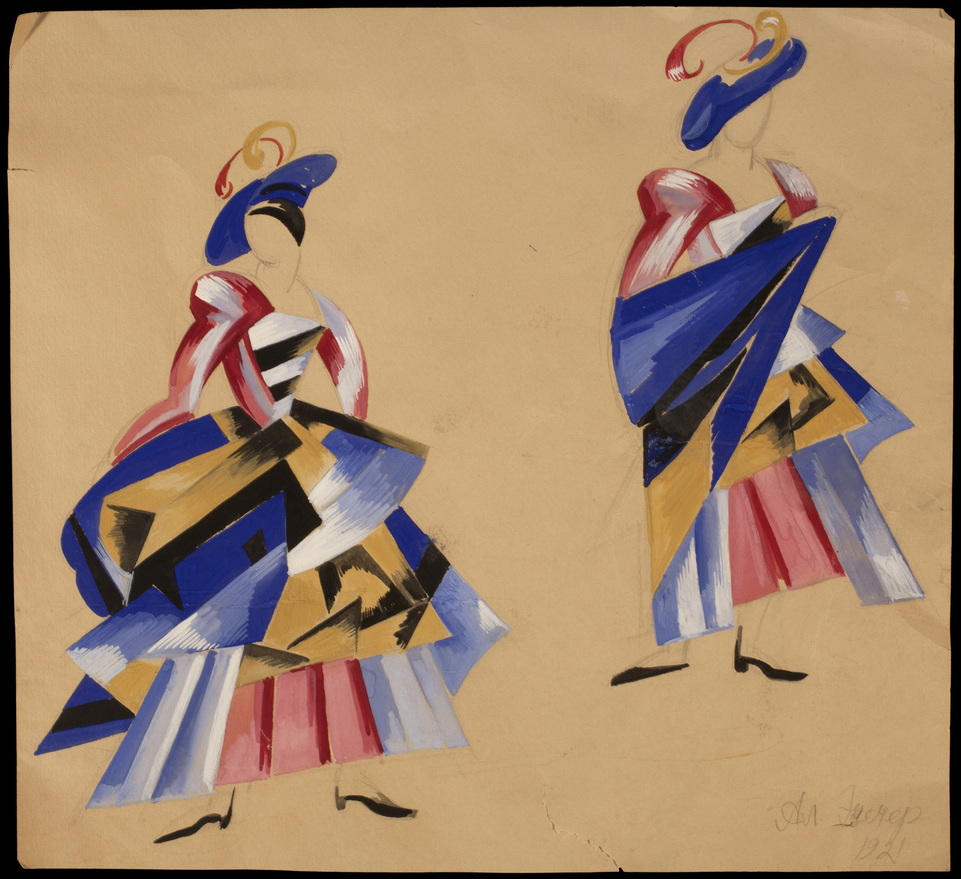 Kostium zaprojektowany przez Aleksandrę Ekster do przedstawienia „Romeo i Julia”, 1921 r. (Fot. M.T. Abraham Center / CC 2.0 BY-SA)
