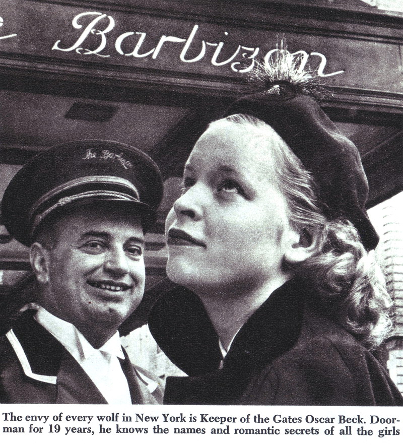 Oscar Beck, wieloletni portier hotelu Barbizon, 1948