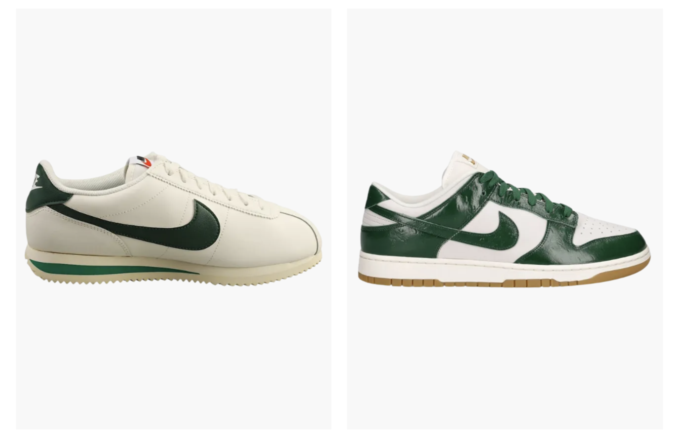 Kultowe sneakersy z zielonymi detalami