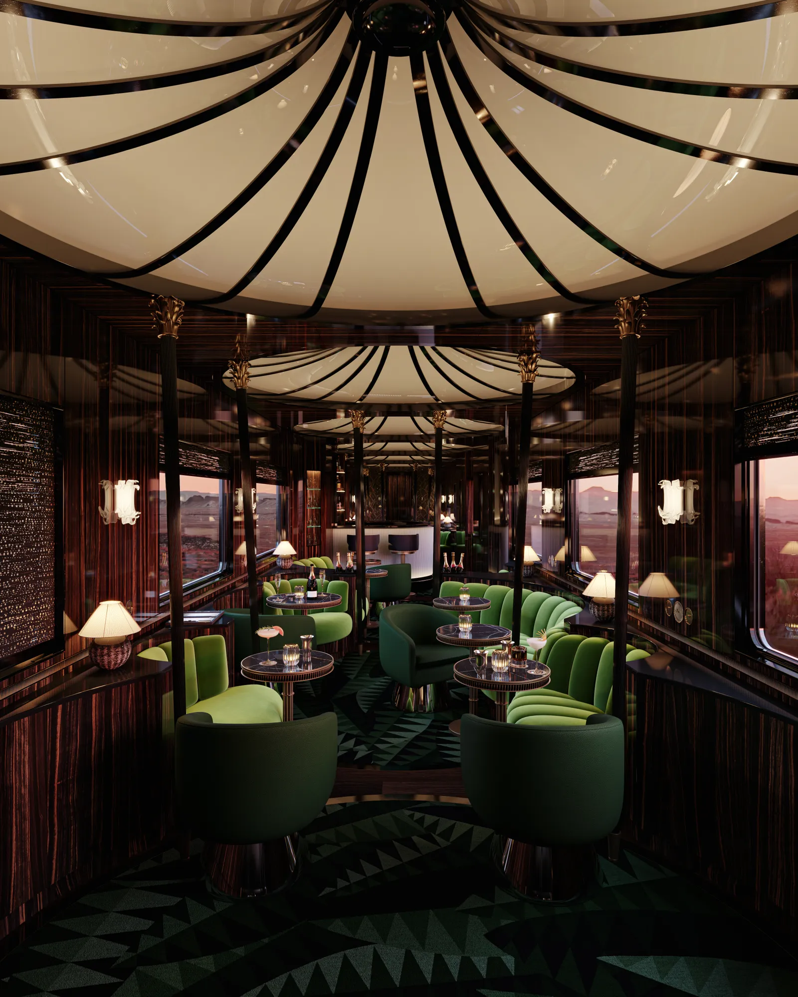 Bar w nowym pociągu Orient Express (Fot. materiały prasowe; Maxime D’Angeac & Martin Darzacq dla Orient Expressu)