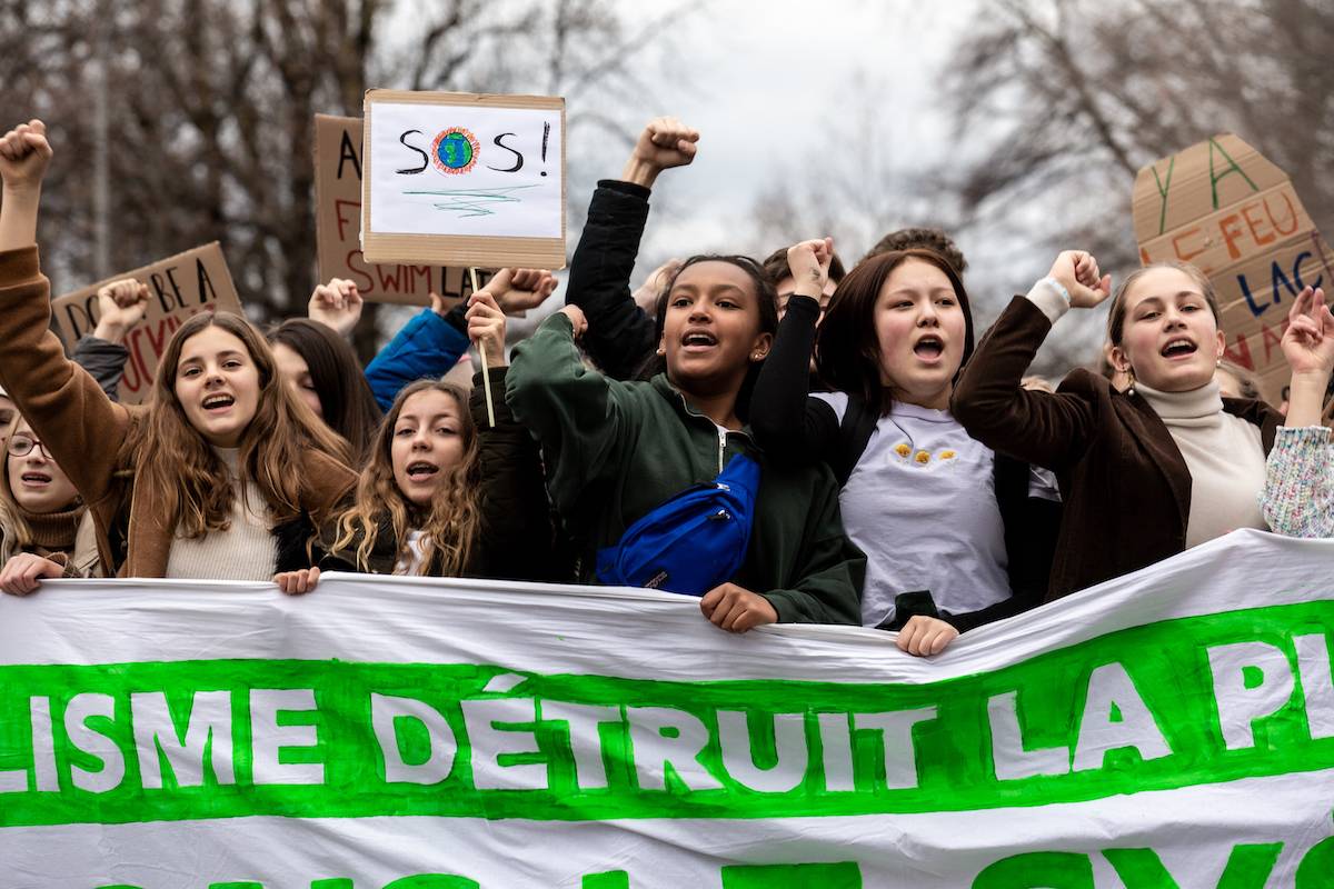 Młodzieżowy Strajk Klimatyczny w Lozannie, Szwajcaria (Fot. Dominika Zarzycka/NurPhoto via Getty Images)