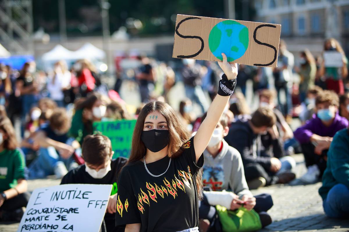 Strajk klimatyczny w Rzymie (Fot. Sirio Tessitore/NurPhoto via Getty Images)