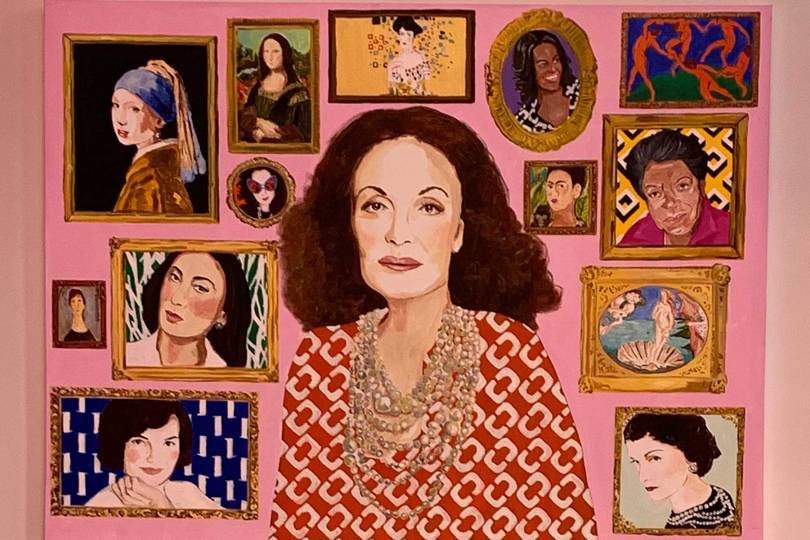 DvF-inspired artwork in the Diane von Fürstenberg boutique on Washington Street in New York which is also home to her penthouse apartment. Credit: @SUZYMENKESVOGUE