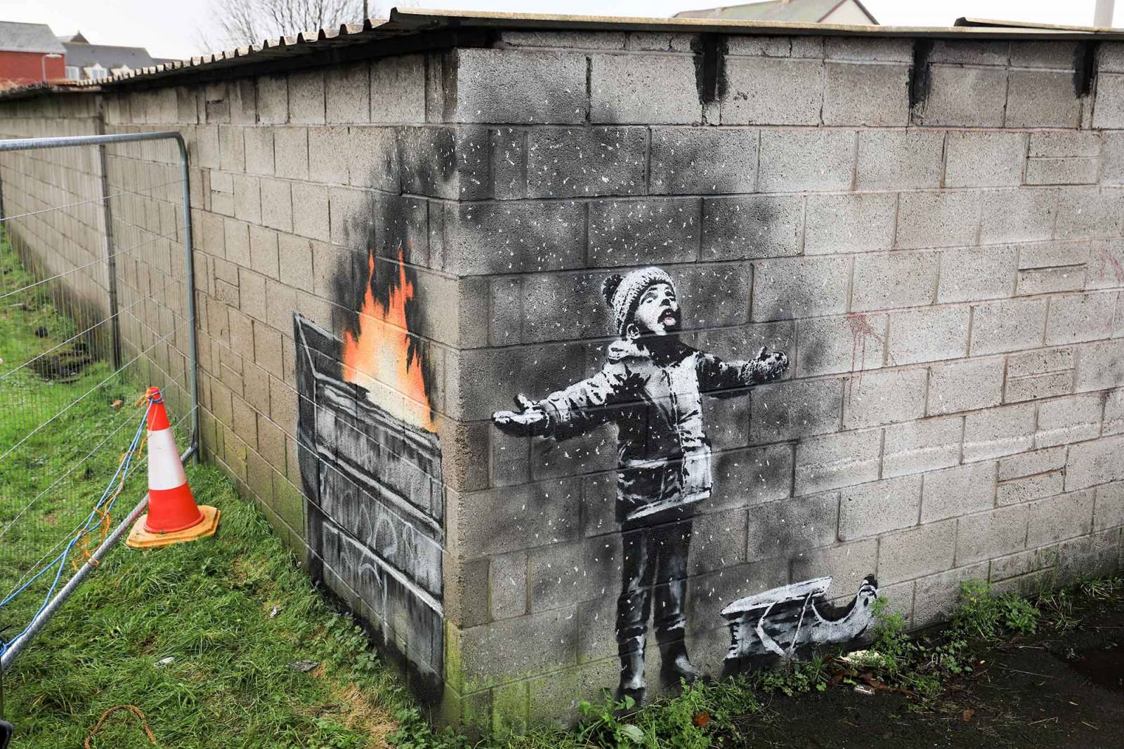 Mural w Port Talbot, Banksy (Fot. Geetty Images)