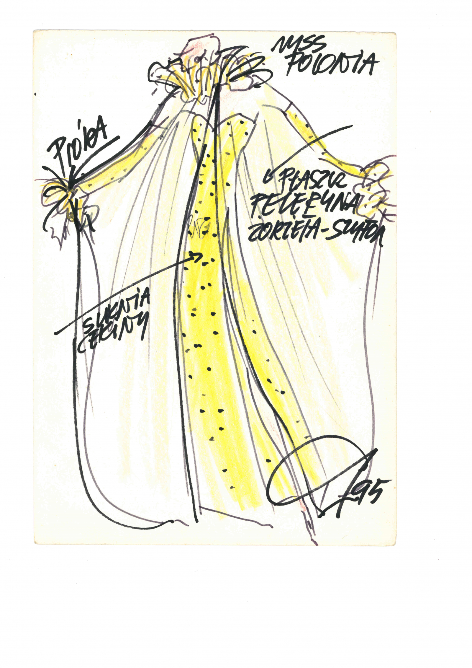 Projekt sukni Miss Polonia 1995 wg Jerzego Antkowiaka (Fot. Zbiory Centralnego Muzeum Włókiennictwa w Łodzi)