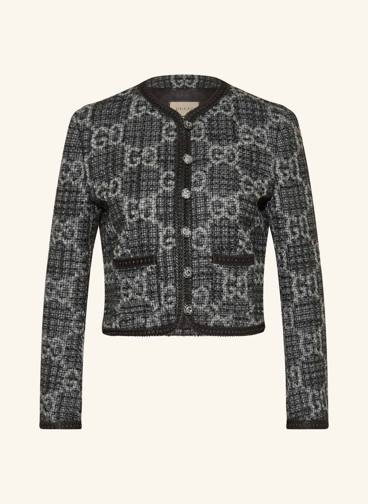 Modern tailoring w kolekcjach marek na wiosnę-lato na breuninger.com. GUCCI Blezer z bouclé.