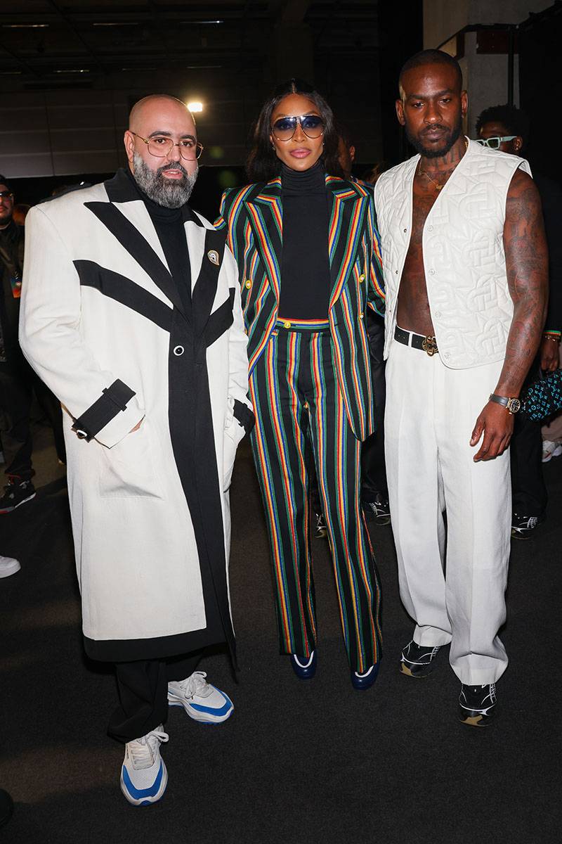 Charaf Tajer, Naomi Campbell i Skepta na pokazie Casablanca jesień-zima 2023-2024 (Fot. Pierre Suu / Getty Images)