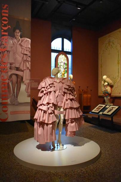 An installation at the Chris Moore exhibition at the Bowes Museum, featuring this ensemble by Comme des Garçons, Autumn/Winter 2016. Credit: Bowes Museum