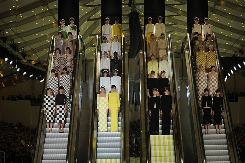 Chris Moores career charts the change in fashion presentations from intimate gatherings in fashion salons in the 1950s to the sleek theatre and high production values of contemporary fashion, such as this show for Louis Vuitton, Spring/Summer 2013
Credit: Chris Moore