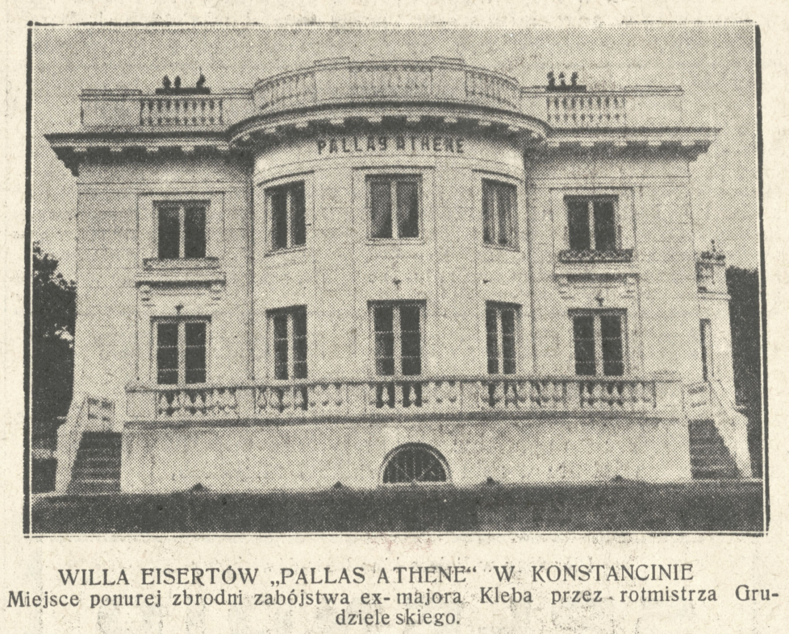 Klasycystyczna „Pallas Athene”, willa projektu Mariana Lalewicza, wzniesiona (według różnych źródeł w roku 1905, 1906 lub 1909) w Konstancinie przy ul. Piasta 32 dla Leona Raczkowskiego. W 1912 roku sprzedana Eisertom, po 1979 roku przebudowana przez słynnego specjalistę od pałaców, Andrzeja Grzybowskiego (Fot. Express Poranny)
