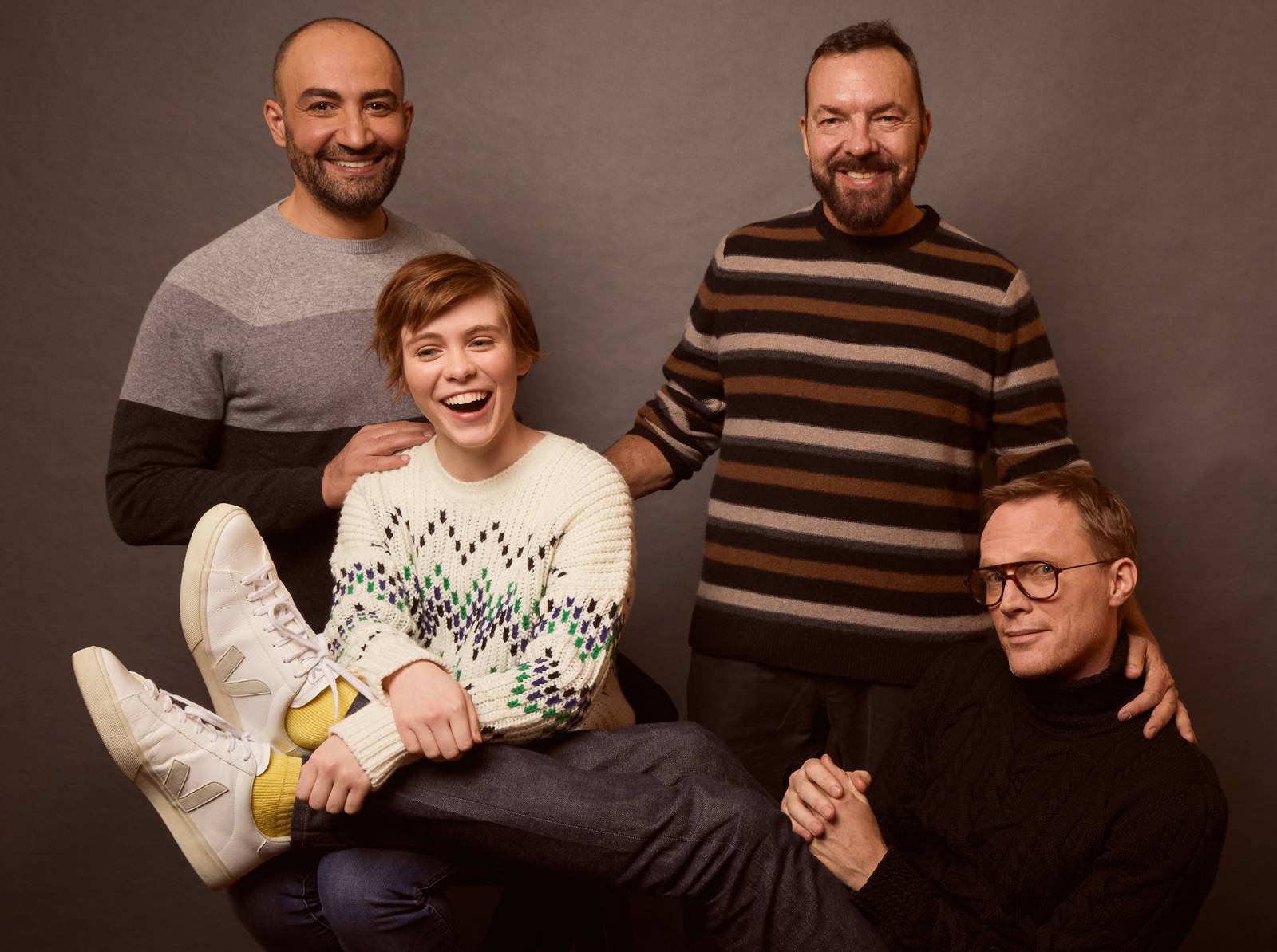 Peter Macdissi, Sophia Lillis, Alan Ball i Paul Bettany (Fot. Emily Assiran/Getty Images for Pizza Hut)