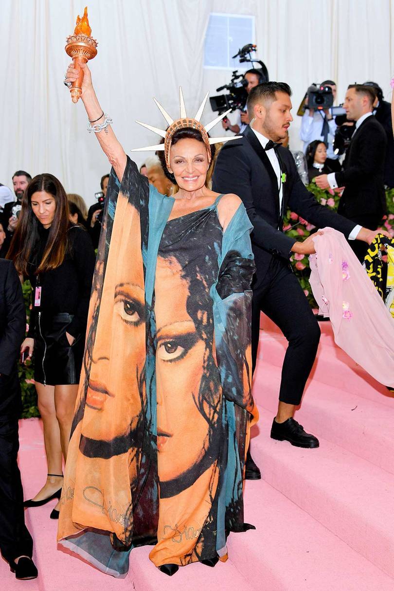 Diane von Fürstenberg dressed as the Statue of Liberty at the Met Gala, 2019