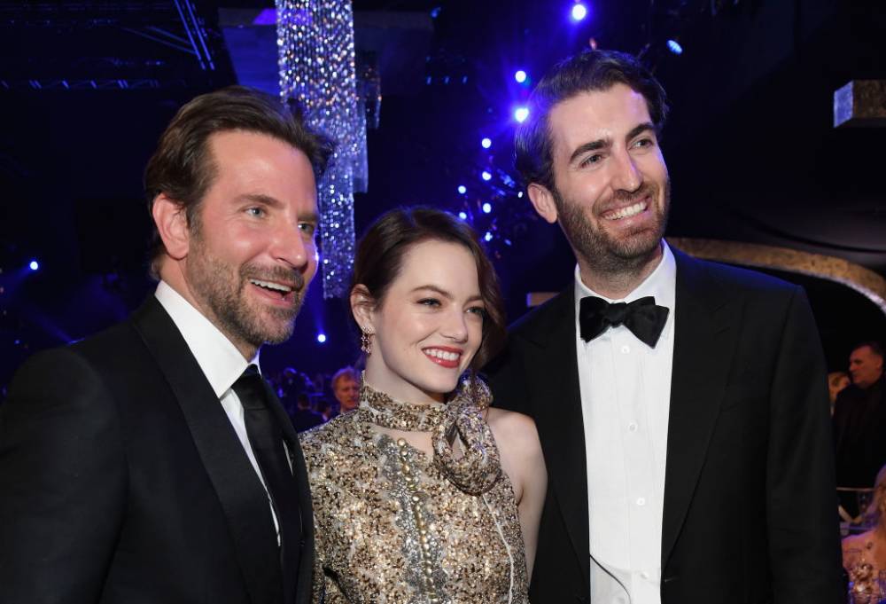 Emma Stone z mężem, Davem McCarym i Bradleyem Cooperem (Fot. Getty Images)