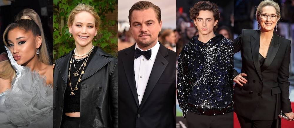 Ariana Grande, Jennifer Lawrence, Leonardo DiCaprio, Timothée Chalamet, Meryl Streep (Fot. Getty Images)