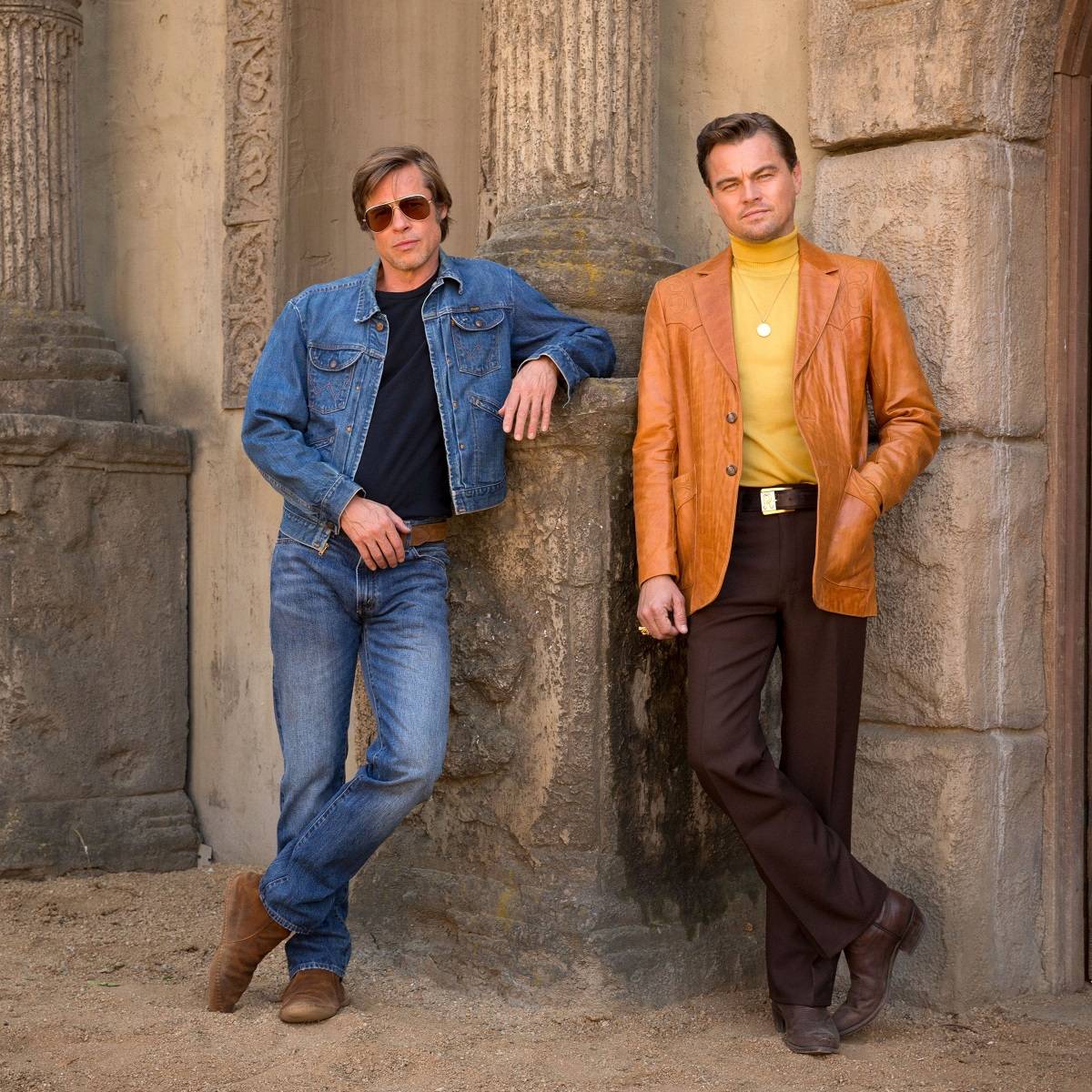 Brad Pitt i Leonardo DiCaprio na planie filmu Once Upon a Time in Hollywood