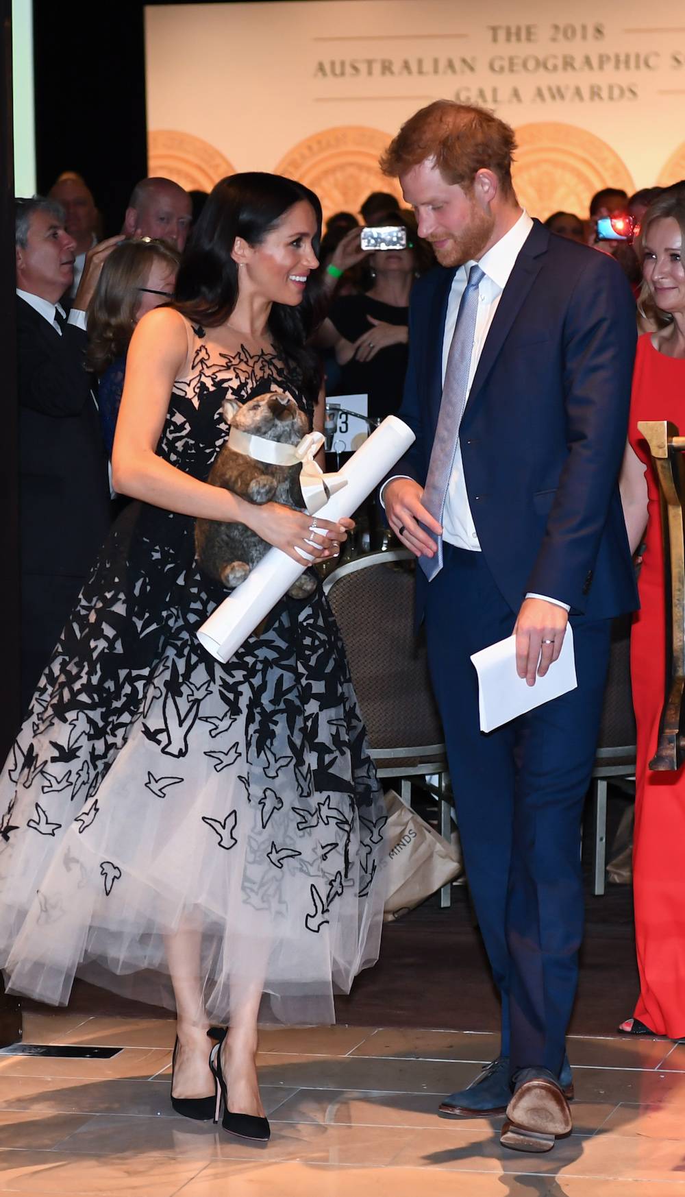 Meghan w sukni Oscara de la Renty (Fot. Getty Images)