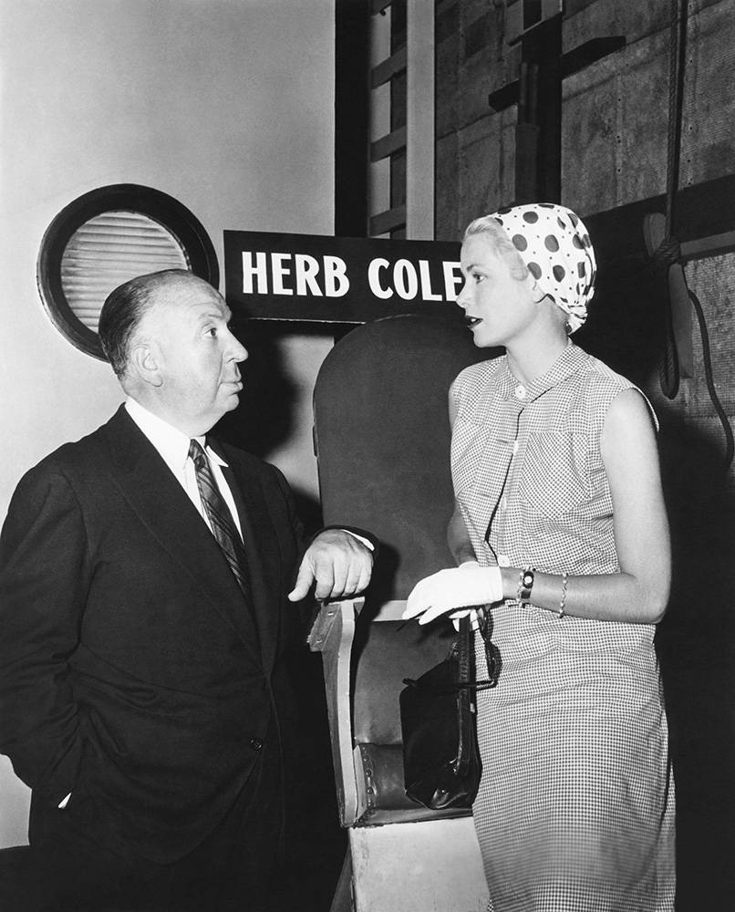 Alfred Hitchcock i Grace Kelly na planie filmu Załapać złodzieja