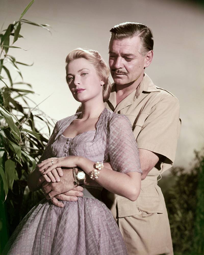 Grace Kelly i Clark Gable na planie filmu Mogambo