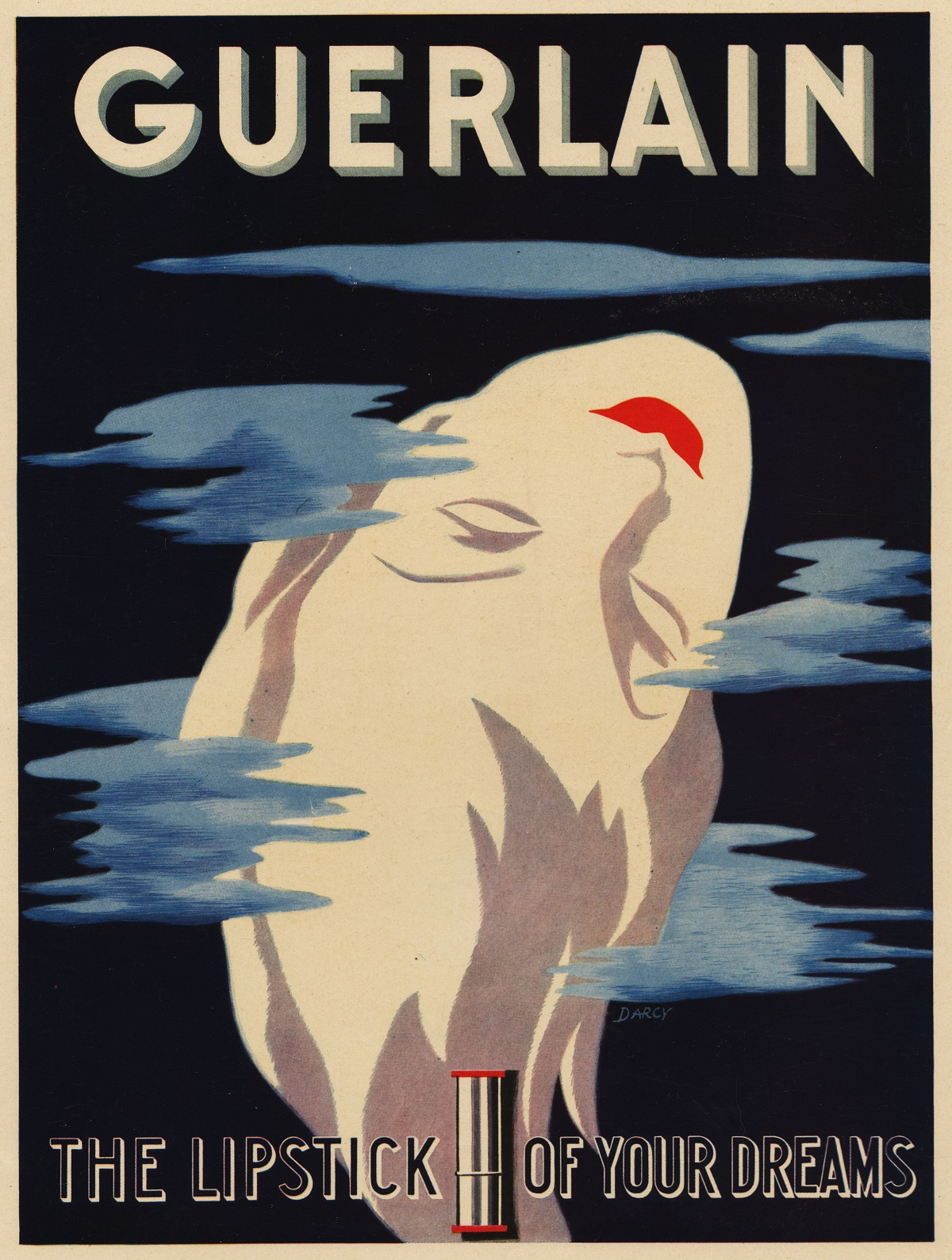 Reklama pomadek Guerlain z lat 30. XX wieku