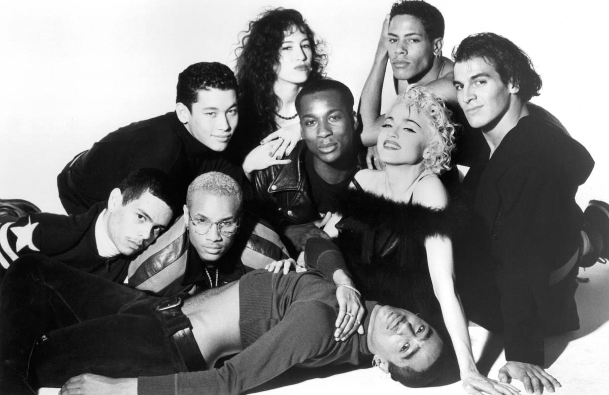 Madonna i jej tancerze: Donna De Lory, Niki Harris, Luis Xtravaganza Camacho, Jose Gutierez Xtravaganza, Salim Gauwloos, Carlton Wilborn, Gabriel Trupin, Oliver Crumes and Kevin Stea (Fot. Michael Ochs Archives/Getty Images)