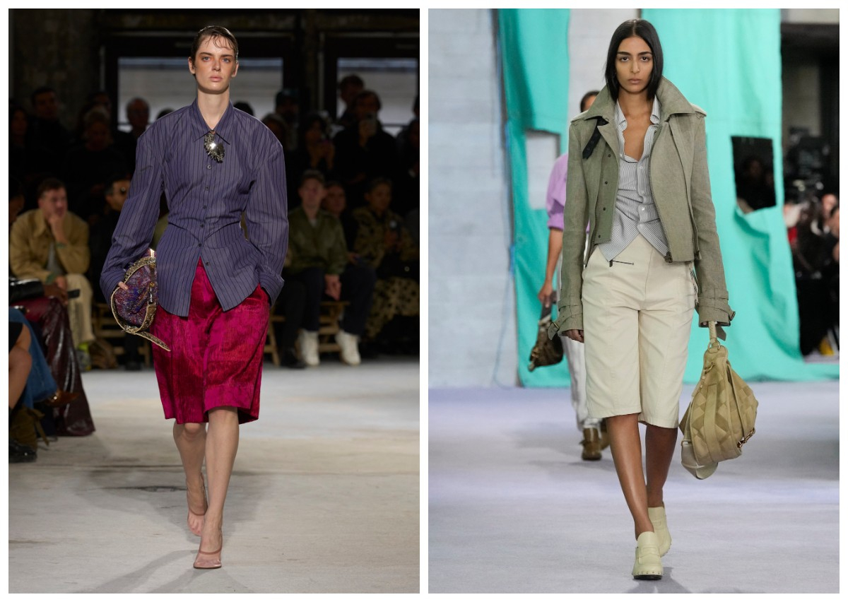 Długie szorty damskie w kolekcji Dries Van Notten i Burberry wiosna-lato 2025 / (Fot. Spotlight. Launchmetrics )
