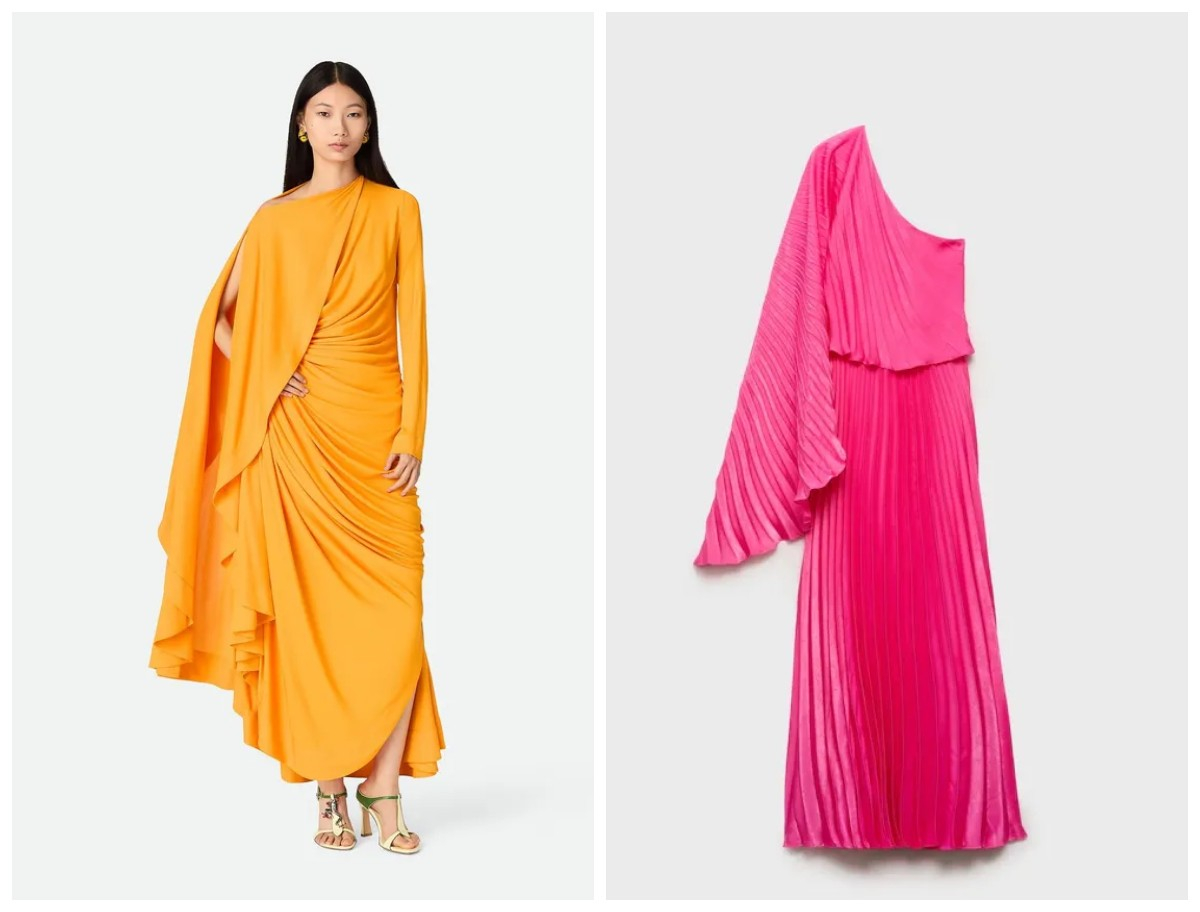 Drapowane sukienki Bottega Veneta, Mango / (Fot. Materiały prasowe)