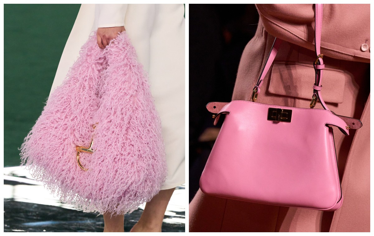 Różowe torebki Gucci i Fendi z kolekcji jesień-zima 2025-2026 / (Fot. Spotlight. Launchmetrics )