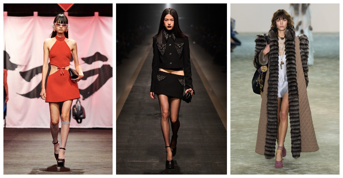 Buty na platformie w kolekcjach Casablanca, Versace, Chloe (Fot. Spotlight. Launchmetrics )
