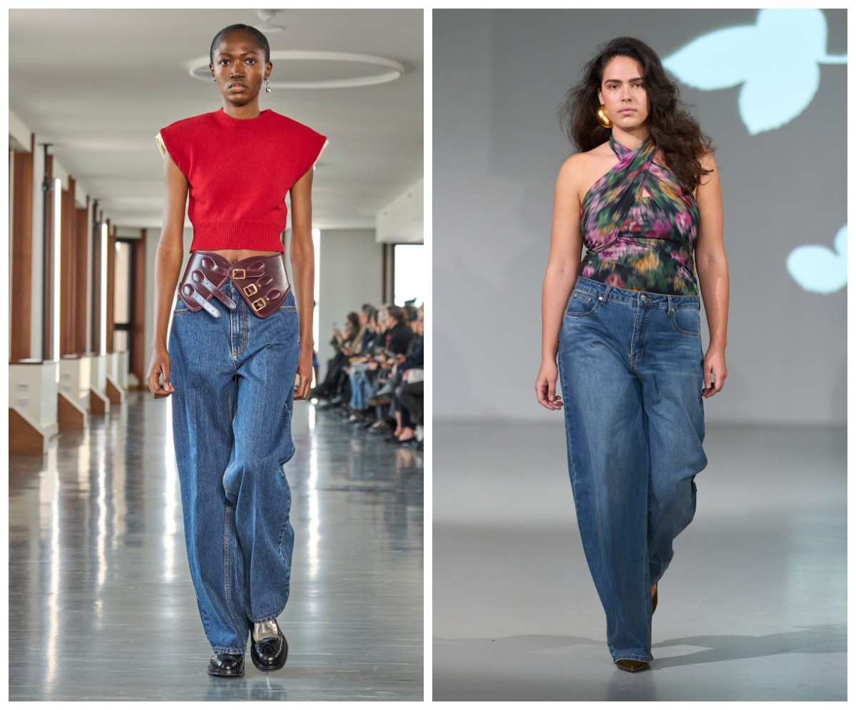 Mom jeans na wybiegu Bally i Gestuz (Fot. Spotlight. Launchmetrics / Agencja FREE)