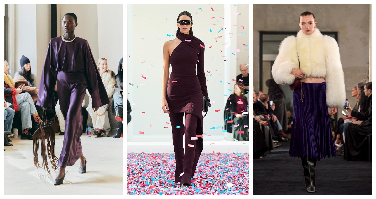 Ciemny fiolet w kolekcjach Altuzarra, Courrages,Alaia / (Fot. Spotlight. Launchmetrics / Agencja FREE)