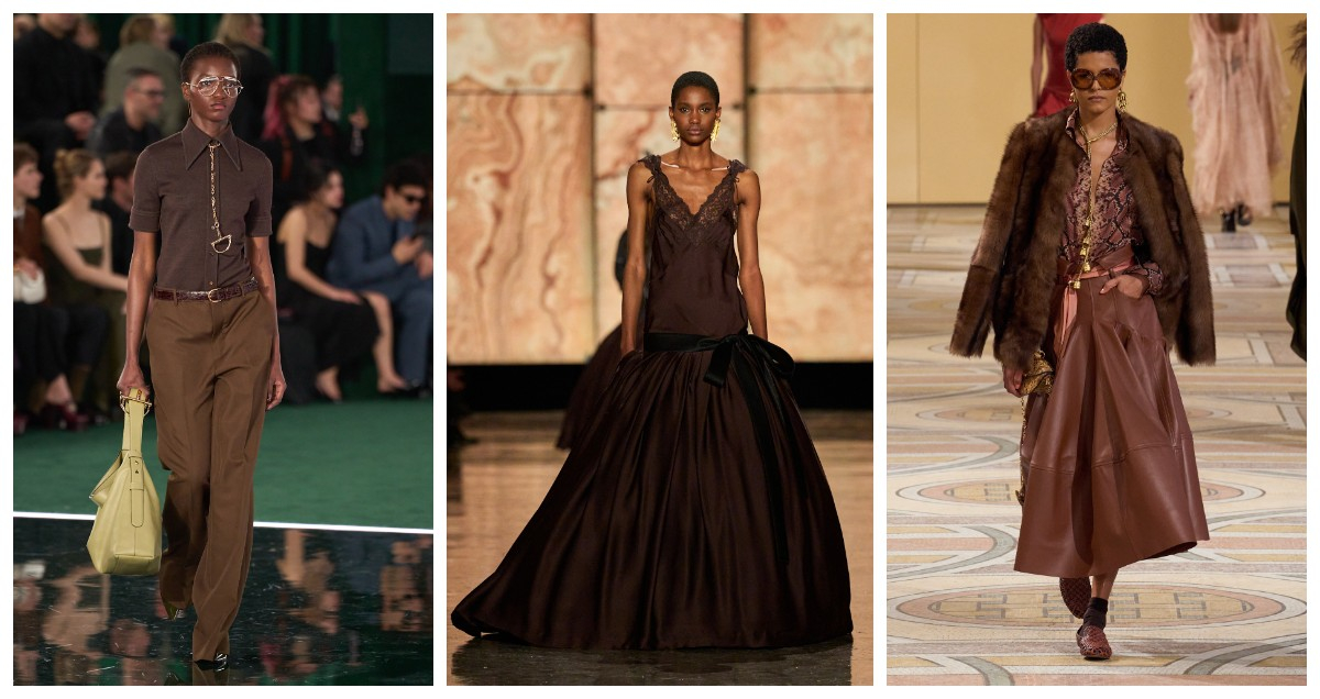 Czekoladowy brąz u Gucci, Saint Laurent i Zimmerman / (Fot. Spotlight. Launchmetrics / Agencja FREE)