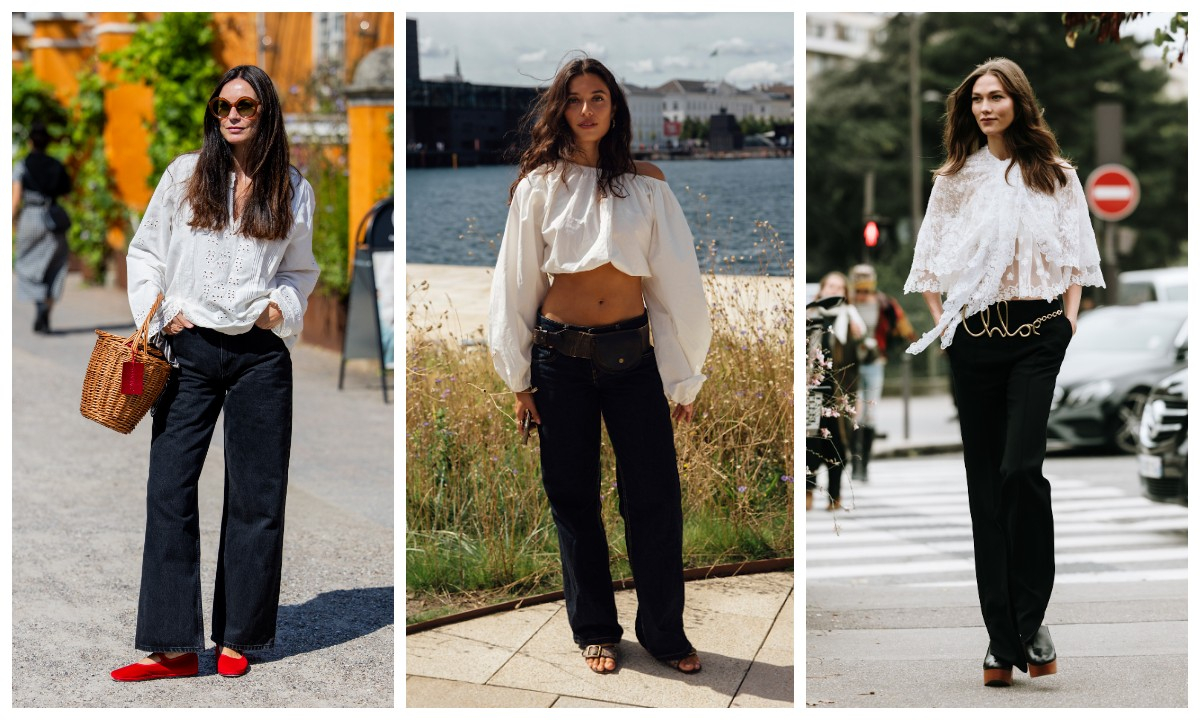 Czarne jeansy z bluzkami boho / (Fot. Christian Vierig/Getty Images, Spotlight. Launchmetrics )