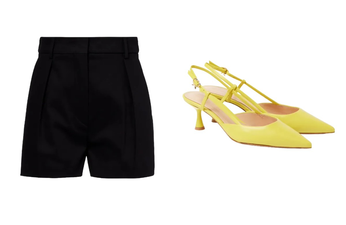 Szorty Sportmax, czółenka slingback Gianvito Rossi (Fot. Materiały prasowe)