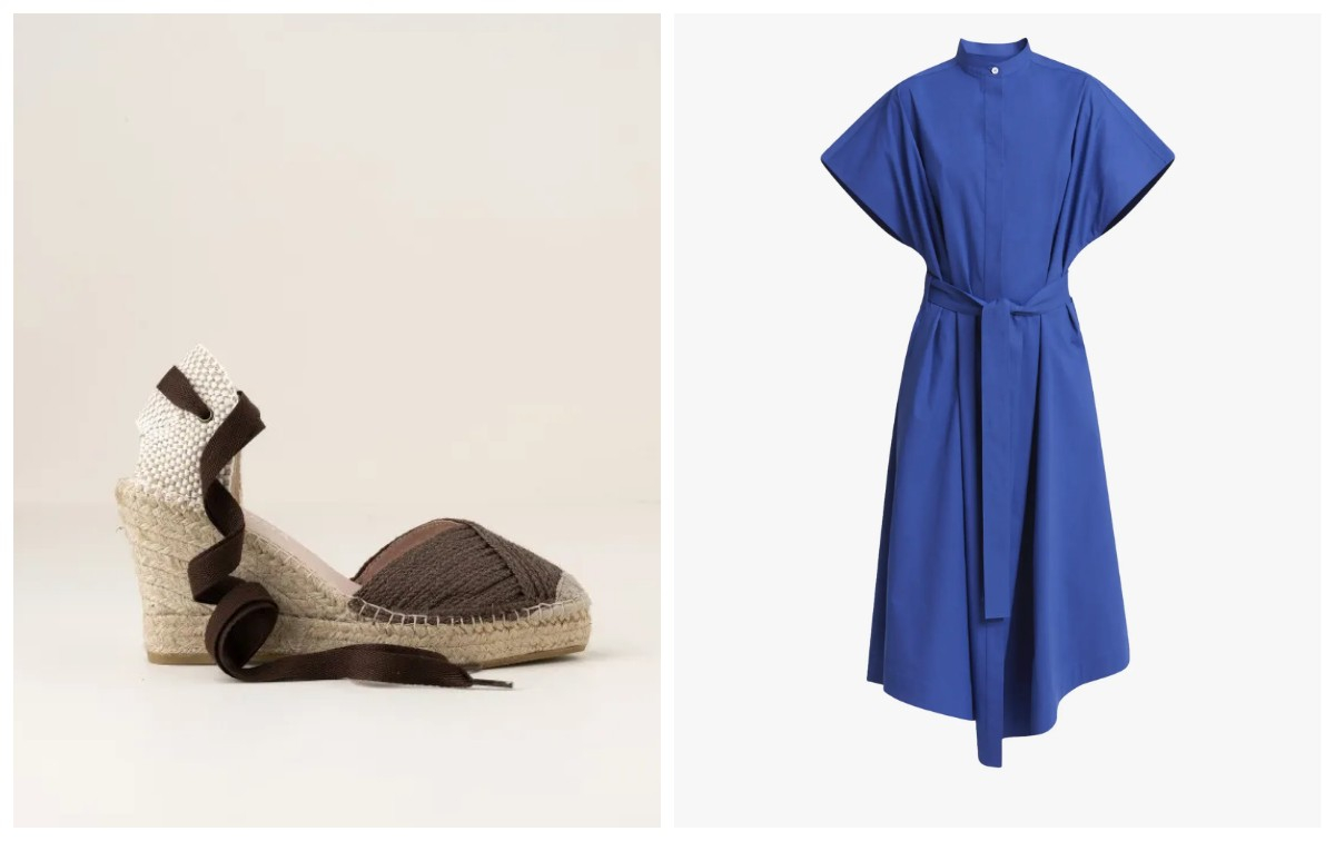 Espadyle na koturnie Macarena Shoes, szmizjerka Proenza Schouler / (Fot. Materiały prasowe)