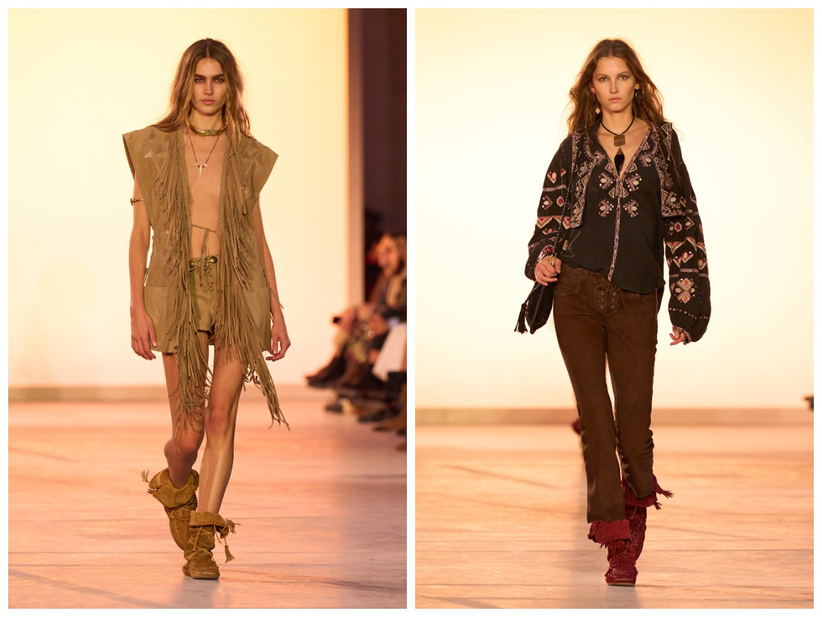 Kamizelki boho w kolekcji Isabel Marant wiosna-lato 2025 / (Fot. Spotlight. Launchmetrics )