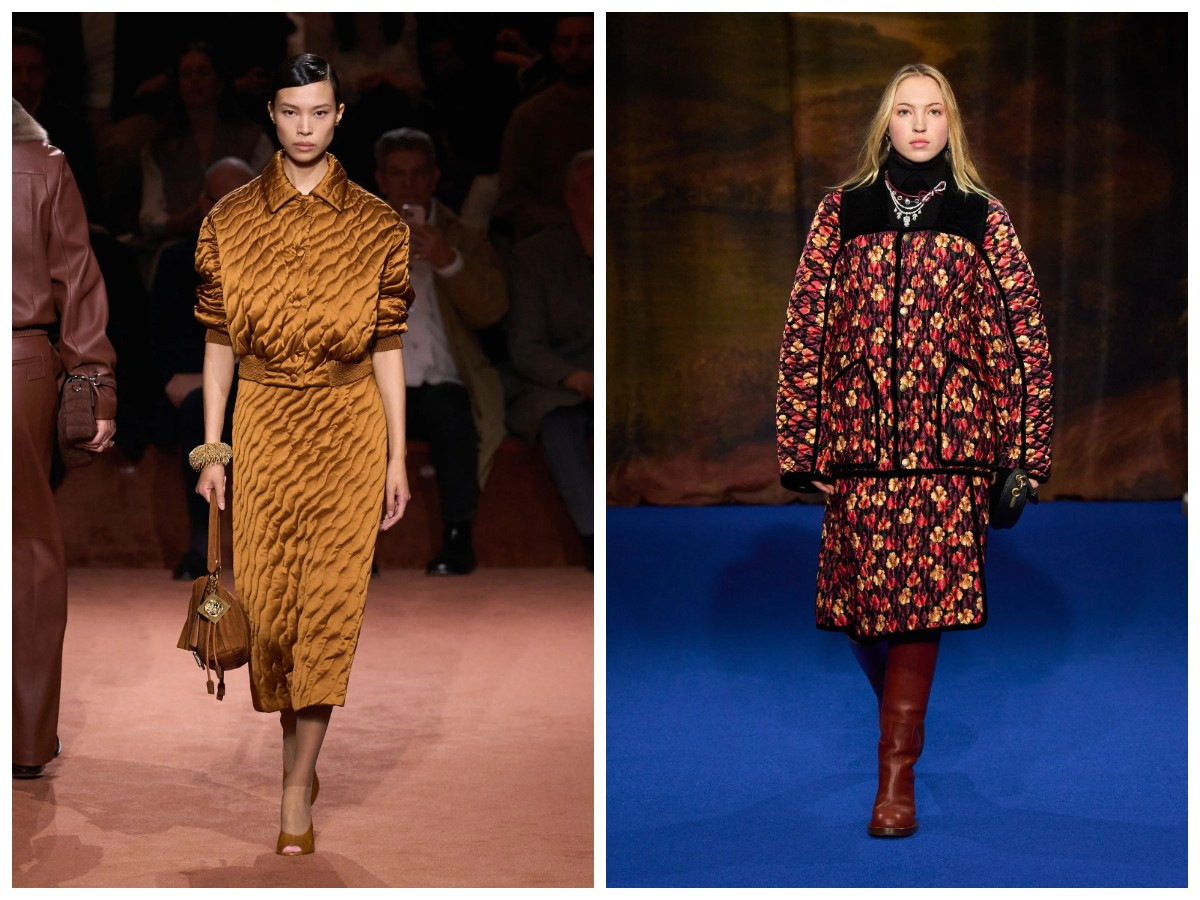 Pikowane kurtki damskie w kolekcjach Fendi i Burberry