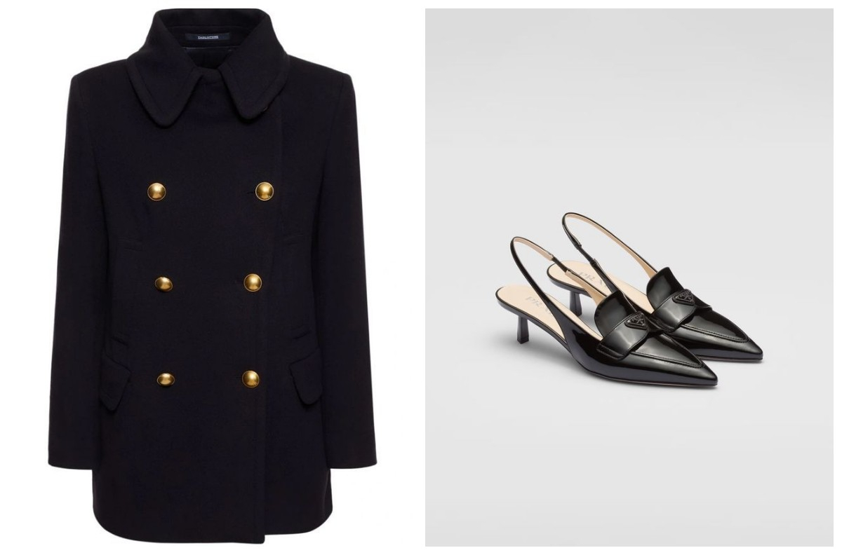 Płaszcz Tagliatore 0205, czółenka slingback Prada (Fot. Materiały prasowe)